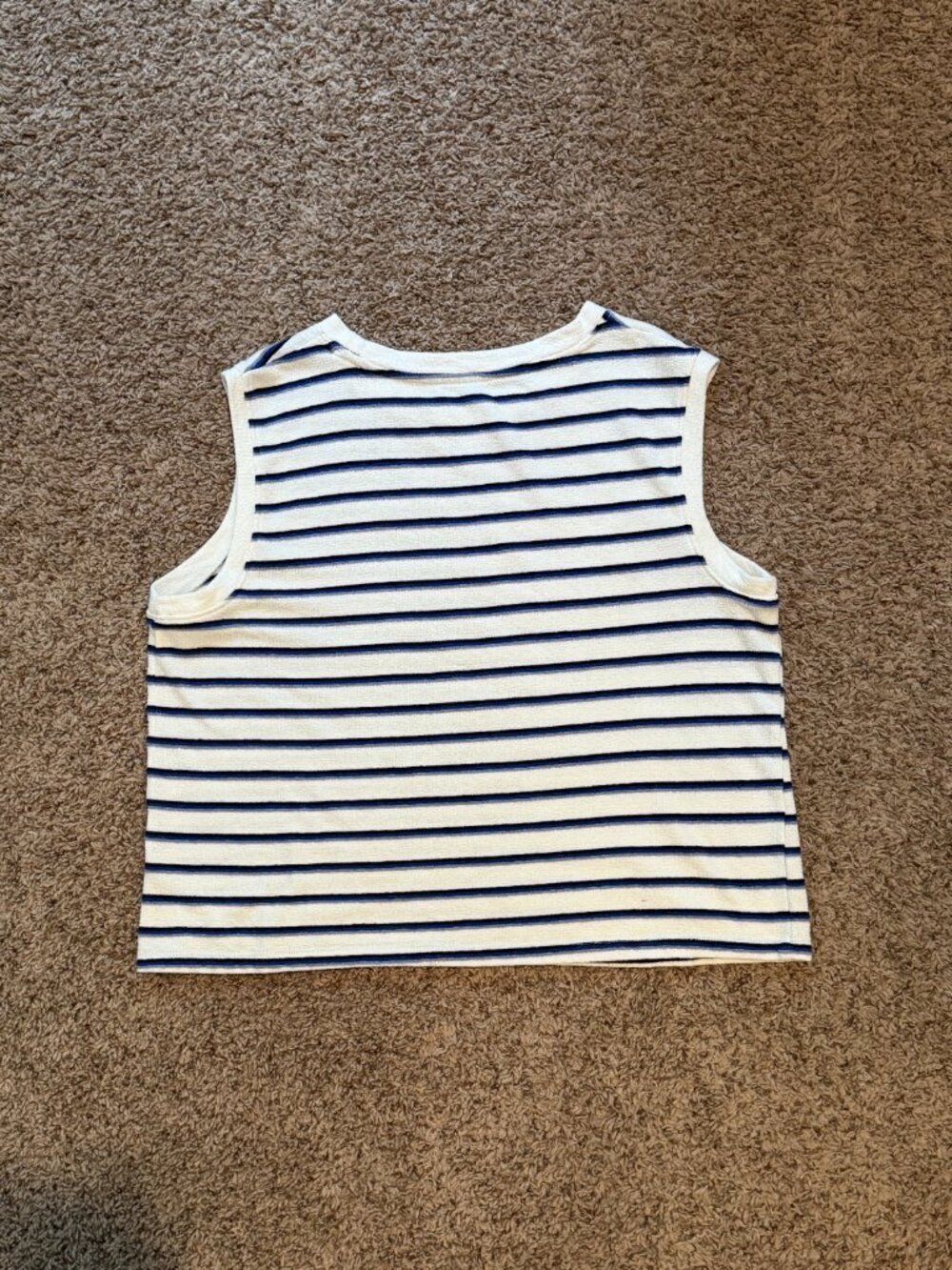 Sonoma Minimalist Knit Tank Top Cream Blue L - Picture 6 of 6